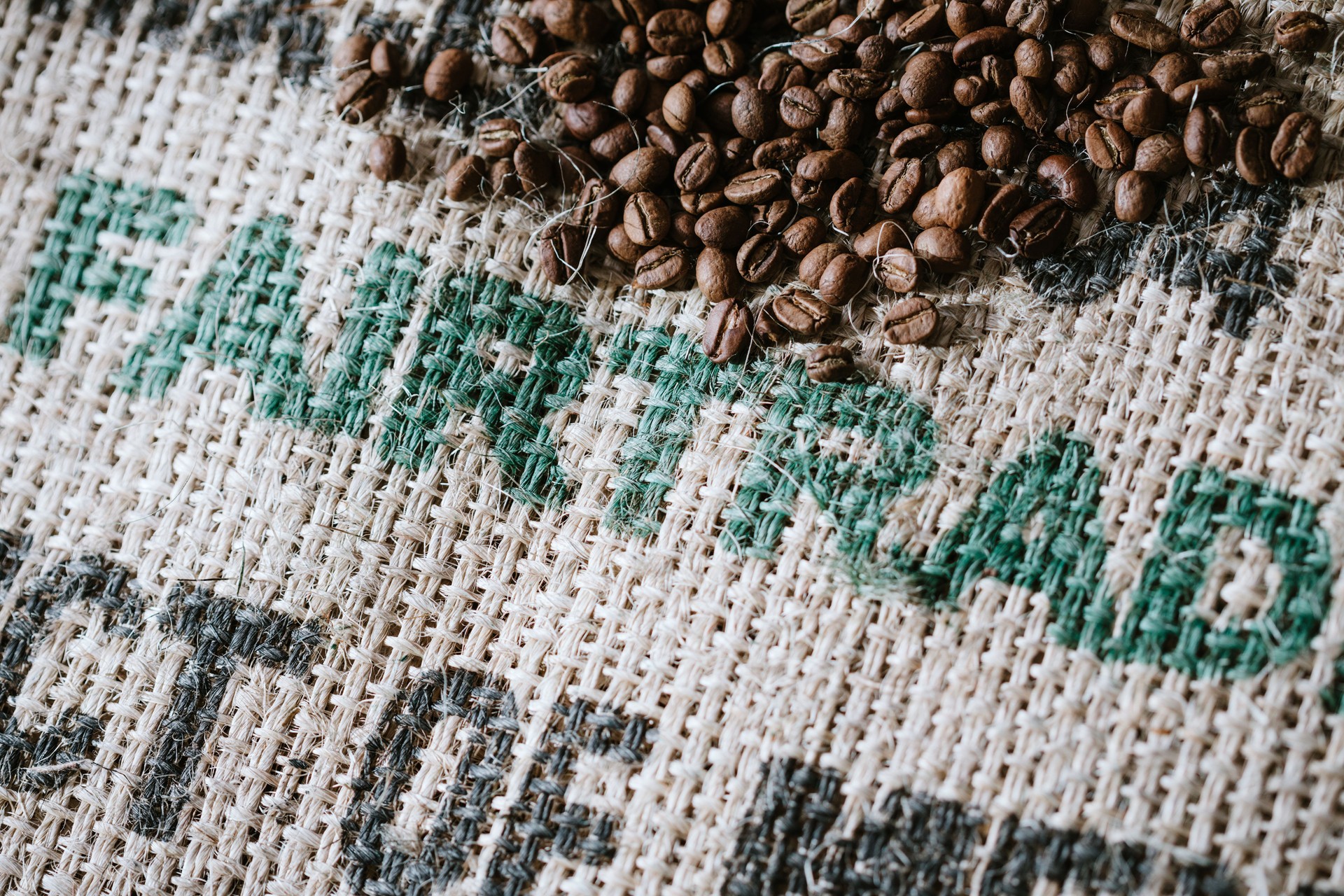 Fair Trade Coffee Beans on Burlap Sack